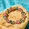 Fortune Jewel Natural Strawberry Quartz Colorful Crystal Positive Bracelet