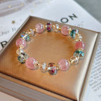 Fortune Jewel Natural Strawberry Quartz Colorful Crystal Positive Bracelet