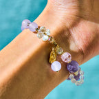 Fortune Jewel Natural Blue Crystal Amethyst Chalcedony Flower Healing Bracelet