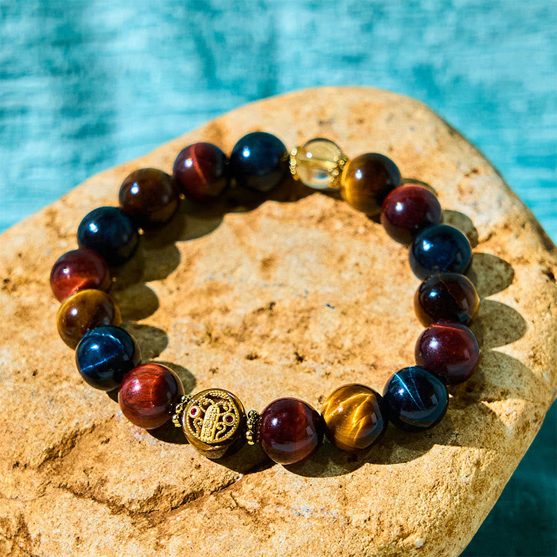 Fortune Jewel Tiger Eye Stone Beads Protection Courage Bracelet