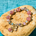Fortune Jewel Natural Strawberry Quartz Butterfly Healing Bracelet