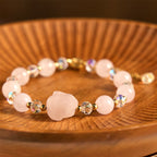 Fortune Jewel Rose Quartz Crystal Rabbit Healing Chain Bracelet