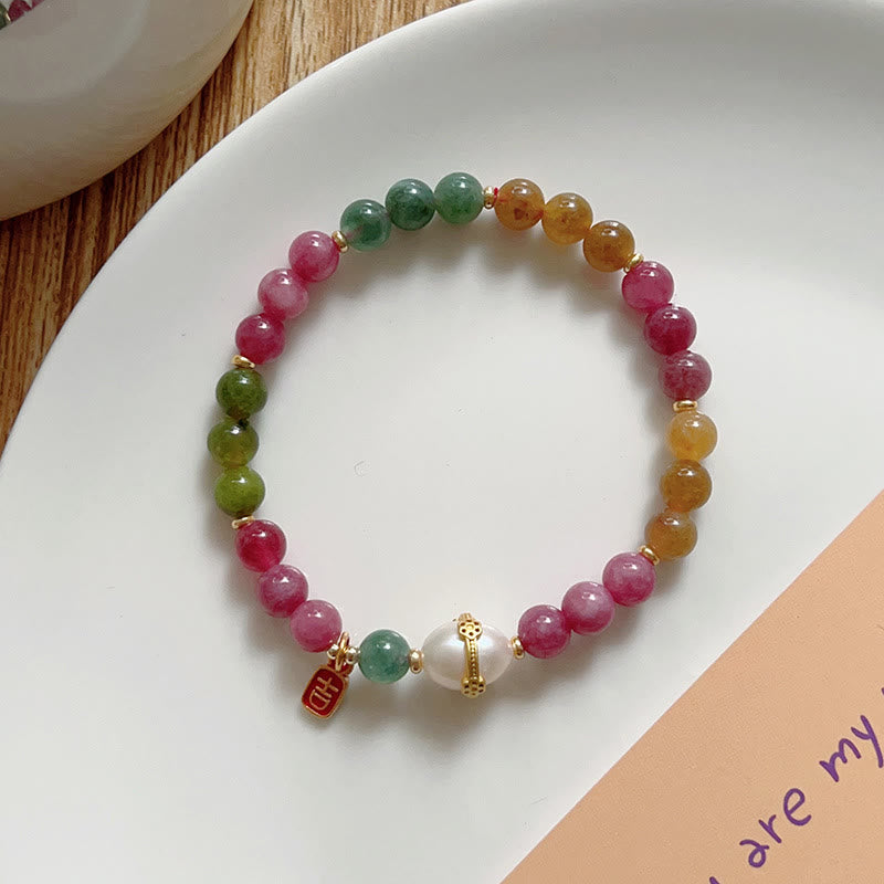 Fortune Jewel Colorful Tourmaline Lucky Cat Positive Bracelet