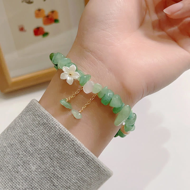 Fortune Jewel Natural Strawberry Quartz Green Strawberry Quartz Super Seven Crystal Flower Healing Bracelet