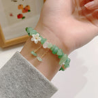 Fortune Jewel Natural Strawberry Quartz Green Strawberry Quartz Super Seven Crystal Flower Healing Bracelet