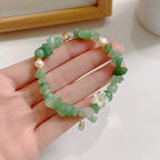 Fortune Jewel Natural Strawberry Quartz Green Strawberry Quartz Super Seven Crystal Flower Healing Bracelet