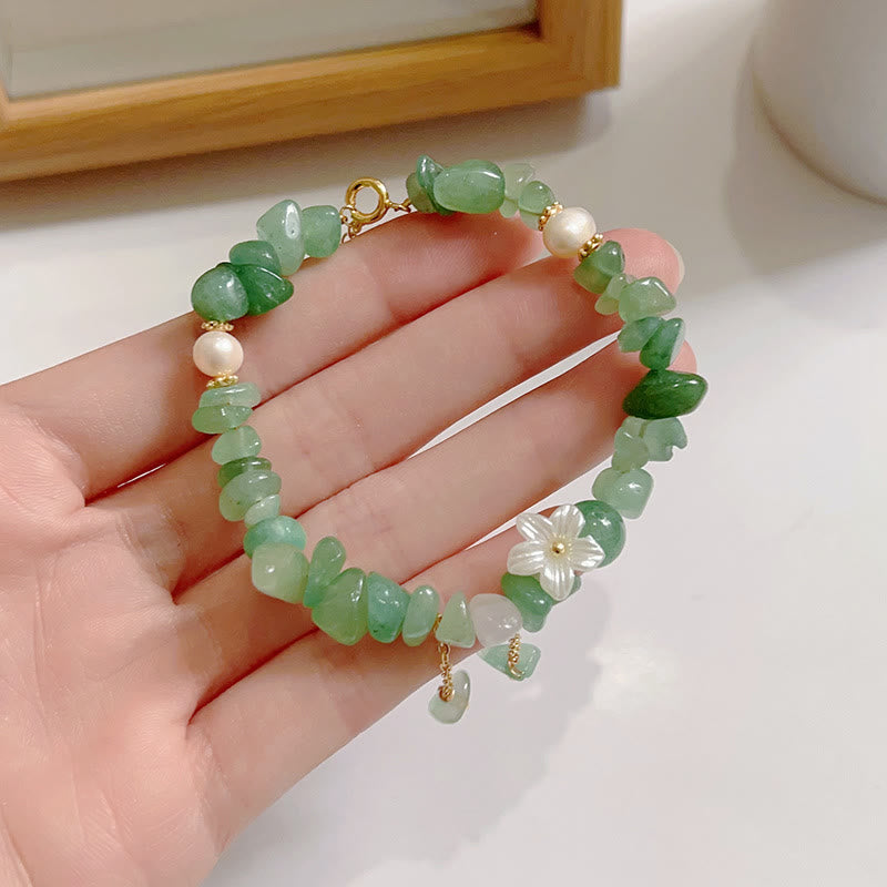 Fortune Jewel Natural Strawberry Quartz Green Strawberry Quartz Super Seven Crystal Flower Healing Bracelet
