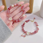 Fortune Jewel Natural Strawberry Quartz Green Strawberry Quartz Super Seven Crystal Flower Healing Bracelet