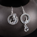 Fortune Jewel 925 Sterling Silver Round Asymmetry Peacock Fortune Earrings