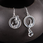 Fortune Jewel 925 Sterling Silver Round Asymmetry Peacock Fortune Earrings