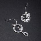 Fortune Jewel 925 Sterling Silver Round Asymmetry Peacock Fortune Earrings