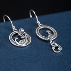 Fortune Jewel 925 Sterling Silver Round Asymmetry Peacock Fortune Earrings