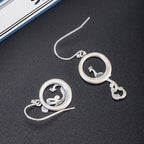 Fortune Jewel 925 Sterling Silver Round Asymmetry Peacock Fortune Earrings