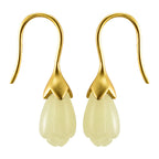 Fortune Jewel 925 Sterling Silver Hetian Jade Magnolia Abundance Drop Earrings