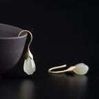 Fortune Jewel 925 Sterling Silver Hetian Jade Magnolia Abundance Drop Earrings