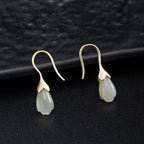 Fortune Jewel 925 Sterling Silver Hetian Jade Magnolia Abundance Drop Earrings