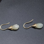Fortune Jewel 925 Sterling Silver Hetian Jade Magnolia Abundance Drop Earrings
