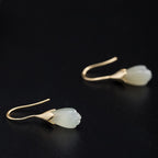 Fortune Jewel 925 Sterling Silver Hetian Jade Magnolia Abundance Drop Earrings