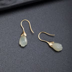 Fortune Jewel 925 Sterling Silver Hetian Jade Magnolia Abundance Drop Earrings