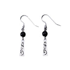 Fortune Jewel 925 Sterling Silver Black Onyx Hollow Vine Protection Drop Earrings