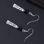 Fortune Jewel 925 Sterling Silver Black Onyx Hollow Vine Protection Drop Earrings