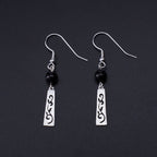 Fortune Jewel 925 Sterling Silver Black Onyx Hollow Vine Protection Drop Earrings