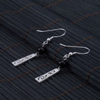 Fortune Jewel 925 Sterling Silver Black Onyx Hollow Vine Protection Drop Earrings