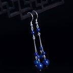 Fortune Jewel 925 Sterling Silver Lazurite Beads Serenity Drop Earrings
