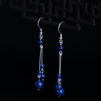 Fortune Jewel 925 Sterling Silver Lazurite Beads Serenity Drop Earrings