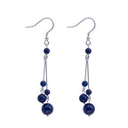 Fortune Jewel 925 Sterling Silver Lazurite Beads Serenity Drop Earrings
