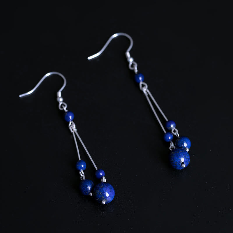 Fortune Jewel 925 Sterling Silver Lazurite Beads Serenity Drop Earrings