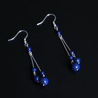 Fortune Jewel 925 Sterling Silver Lazurite Beads Serenity Drop Earrings