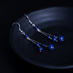 Fortune Jewel 925 Sterling Silver Lazurite Beads Serenity Drop Earrings