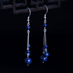Fortune Jewel 925 Sterling Silver Lazurite Beads Serenity Drop Earrings