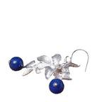 Fortune Jewel 925 Sterling Silver Lazurite Ethnic Style Flower Positive Drop Earrings