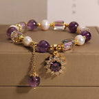 Fortune Jewel Natural Amethyst Pearl Sunflower Communication Bracelet
