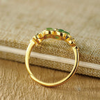 Fortune Jewel Natural Hetian Jade 925 Sterling Silver Plated Gold Flower Adjustable Prosperity Ring