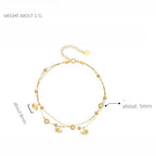 Fortune Jewel 925 Sterling Silver Ginkgo Leaf Double Layer Protection Anklet