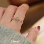 Fortune Jewel 925 Sterling Silver Natural Small Hetian Jade Red Agate Pearl Bead Prosperity Elastic Ring