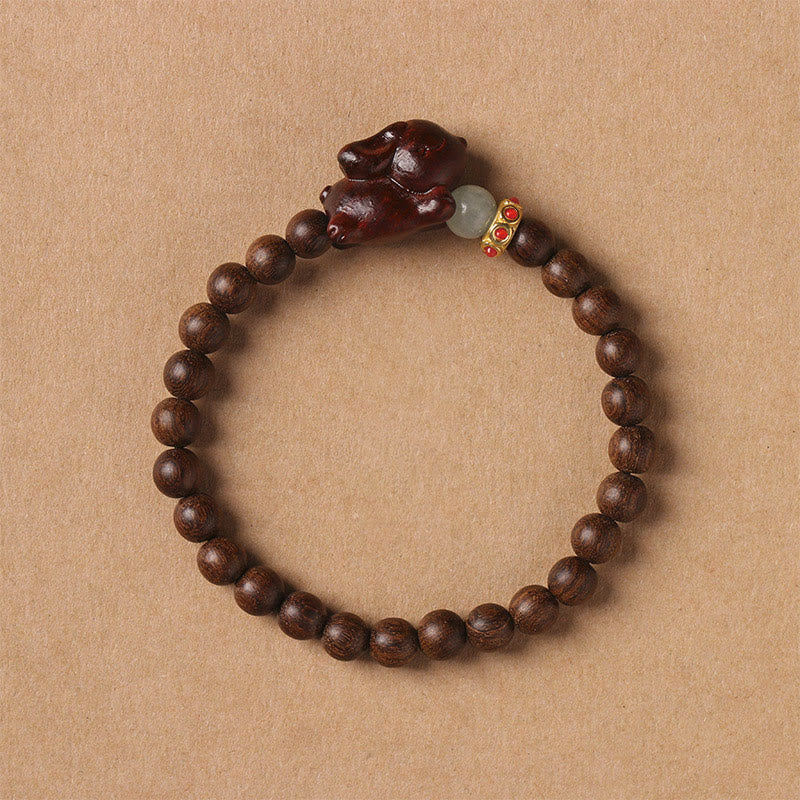 Fortune Jewel Green Sandalwood Gold Sandalwood Cute Rabbit Positive Bracelet