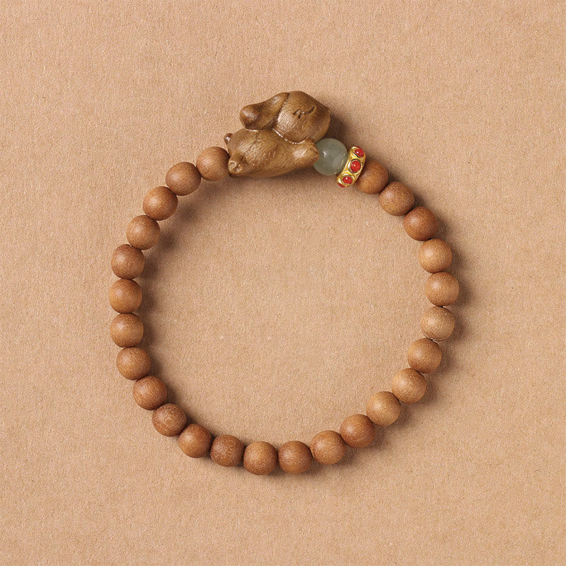 Fortune Jewel Green Sandalwood Gold Sandalwood Cute Rabbit Positive Bracelet