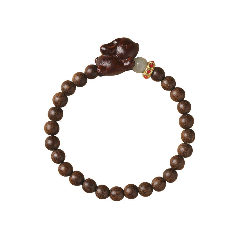 Fortune Jewel Green Sandalwood Gold Sandalwood Cute Rabbit Positive Bracelet