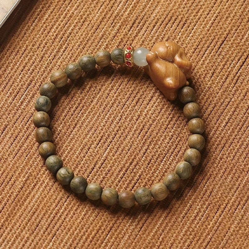 Fortune Jewel Green Sandalwood Gold Sandalwood Cute Rabbit Positive Bracelet