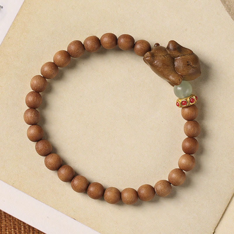 Fortune Jewel Green Sandalwood Gold Sandalwood Cute Rabbit Positive Bracelet