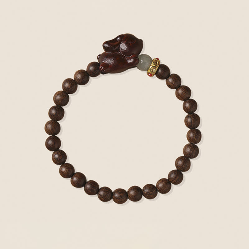 Fortune Jewel Green Sandalwood Gold Sandalwood Cute Rabbit Positive Bracelet