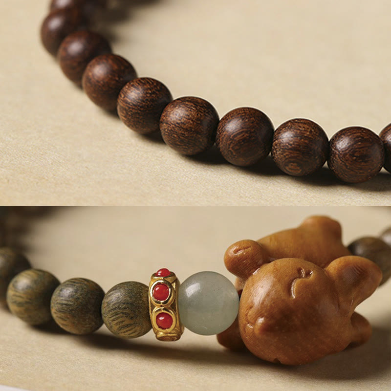 Fortune Jewel Green Sandalwood Gold Sandalwood Cute Rabbit Positive Bracelet