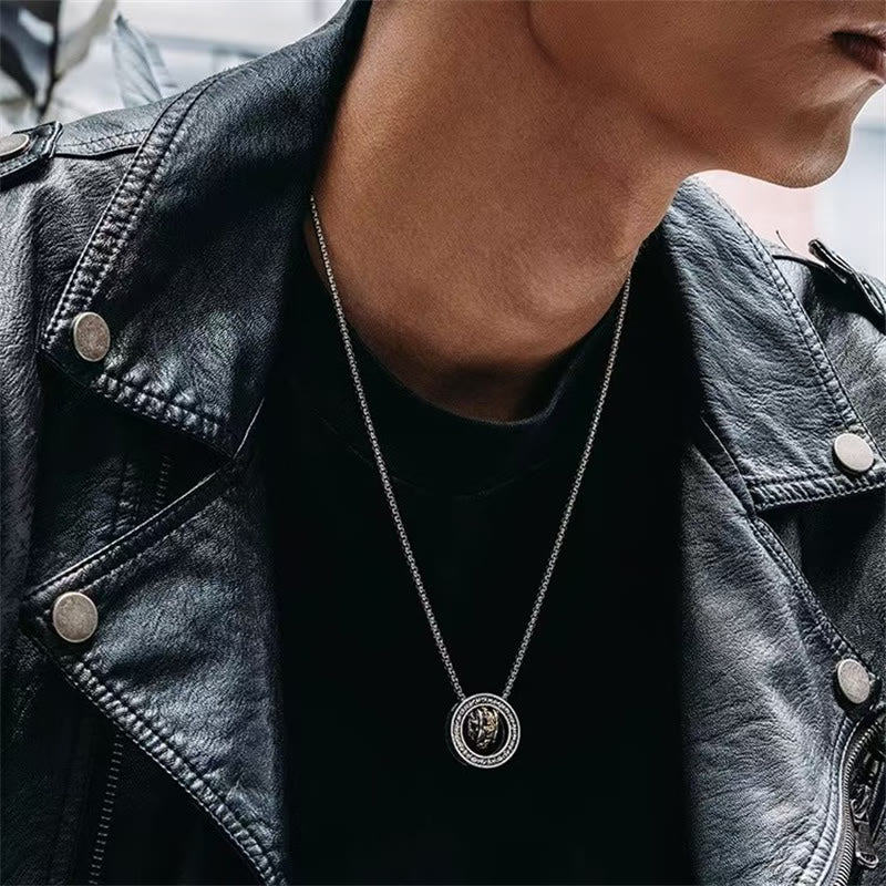 Fortune Jewel Double Ring PiXiu Peace Buckle Wealth Rotatable Necklace Pendant