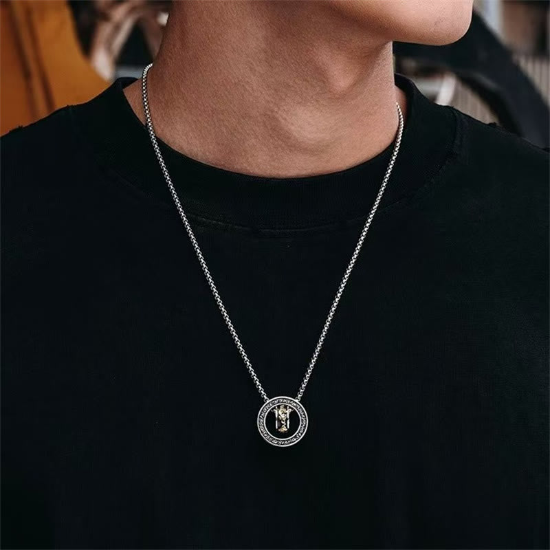 Fortune Jewel Double Ring PiXiu Peace Buckle Wealth Rotatable Necklace Pendant