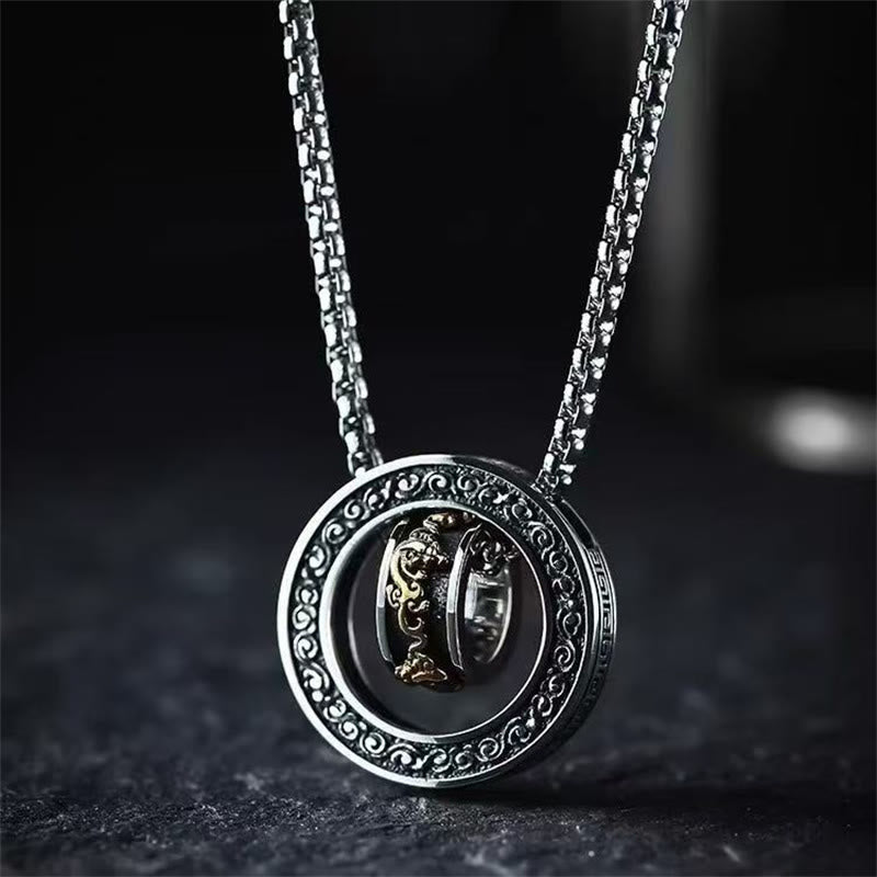 Fortune Jewel Double Ring PiXiu Peace Buckle Wealth Rotatable Necklace Pendant