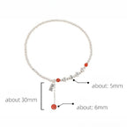 Fortune Jewel 925 Sterling Silver Small Beads Red Agate Peace And Joy Blessing Anklet